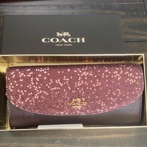 Coach Glitter Hearts Slim Envelope Wallet